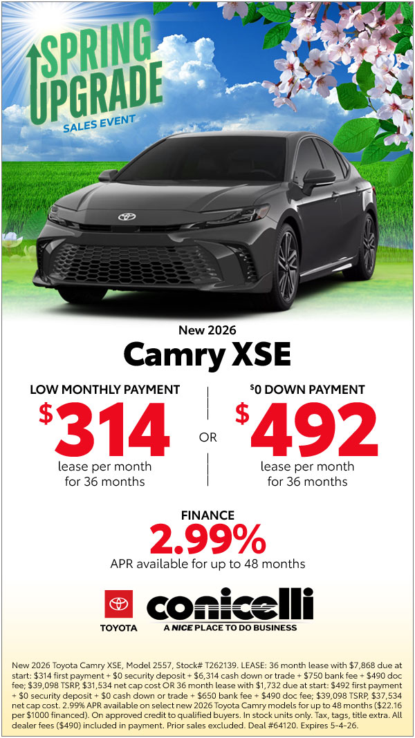 $314/mo. leases a New 2026 Camry XSE! View Specials...