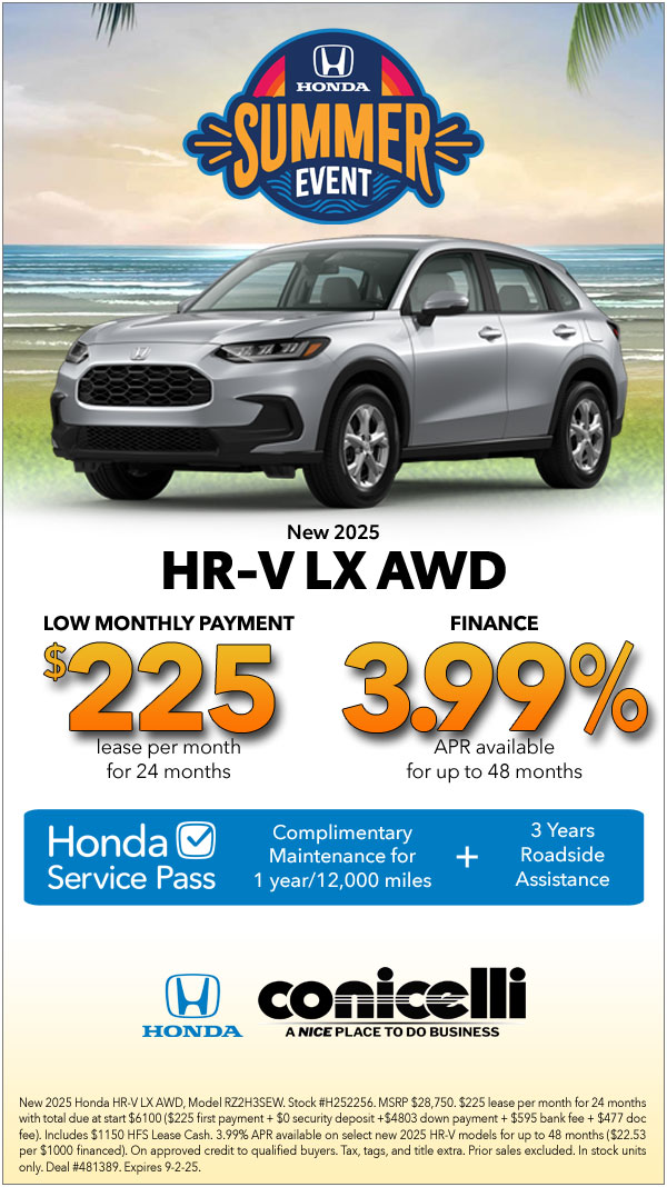 $225/mo. leases a New 2025 HR-V LX AWD! Claim this Special...