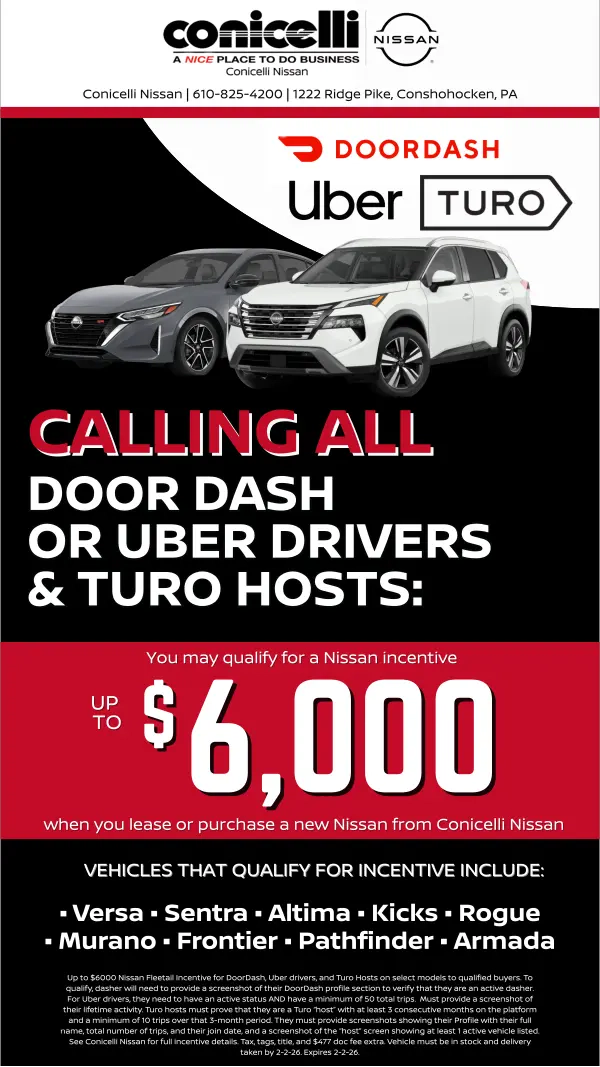 $6000 DoorDash/Uber and Turo Program from Nissan! Click for details...