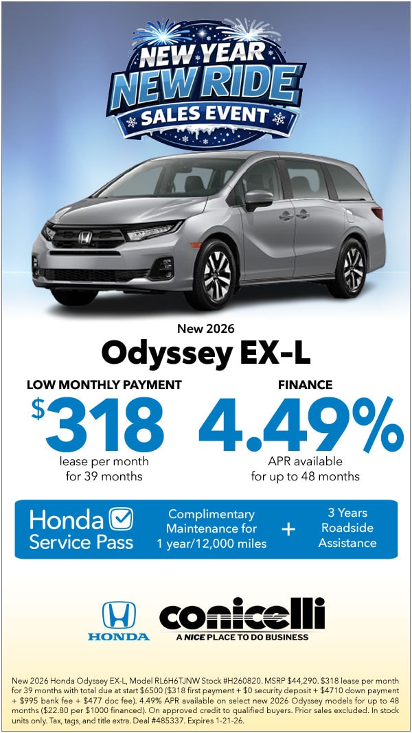 $318/mo. leases a New 2026 Odyssey EX-L! Claim this Special...