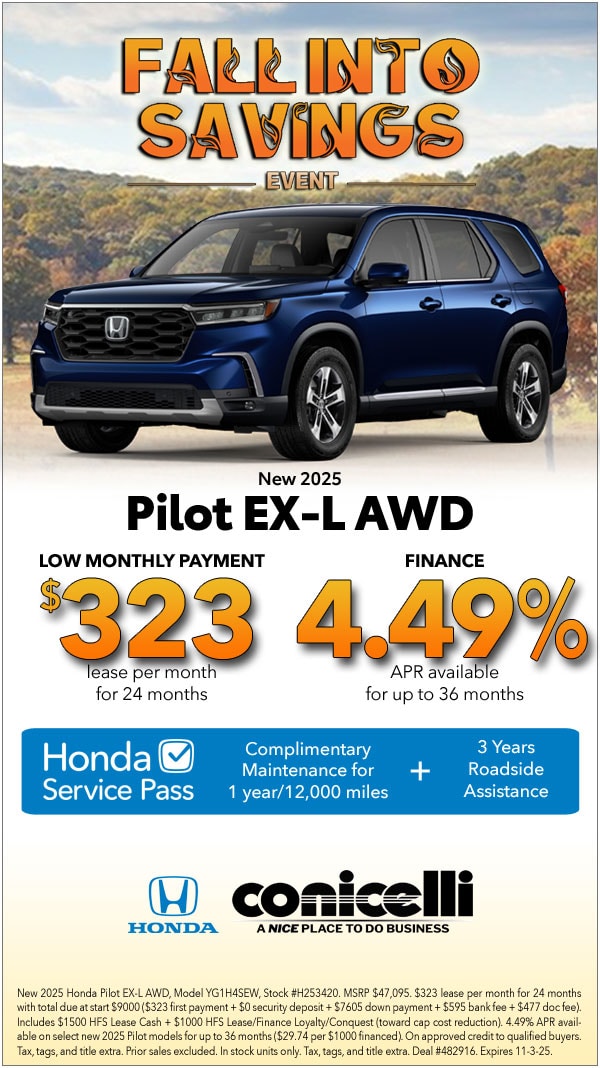 $323/mo. leases a New 2025 Pilot EX-L AWD! Claim this Special...