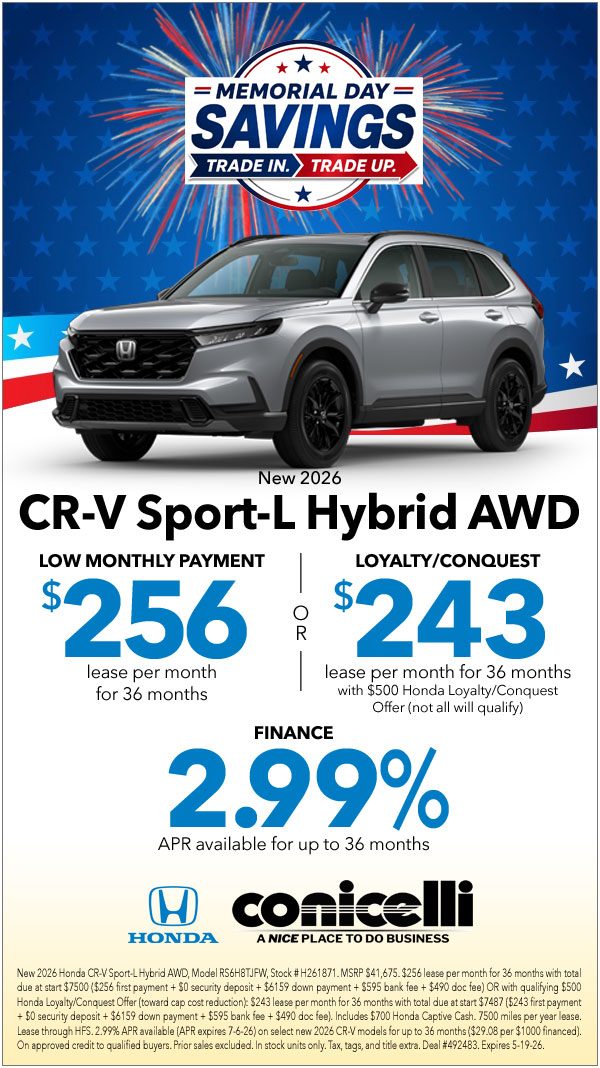$256/mo. leases a New 2026 CR-V Sport-L Hybrid AWD! Claim this Special...