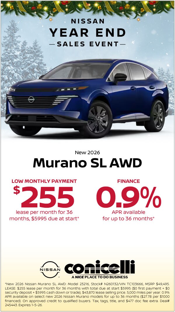 $255/mo. leases a New 2026 Nissan Murano SL AWD! Claim this Special...