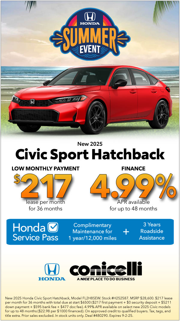 $217/mo. leases a New 2025 Civic Sport Hatchback! Claim this Special...