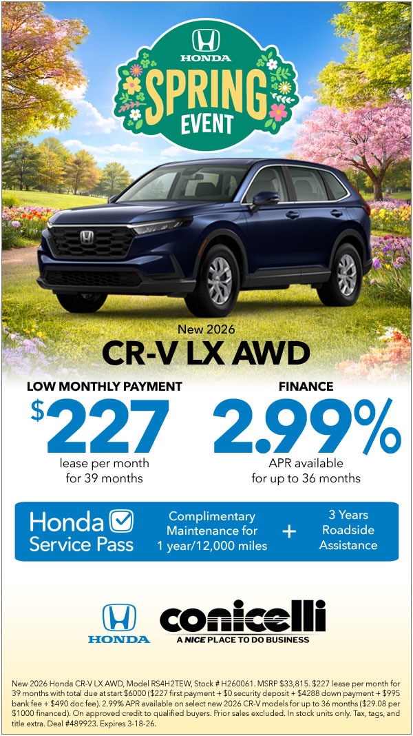 $227/mo. leases a New 2026 CR-V LX AWD! Claim this Special...