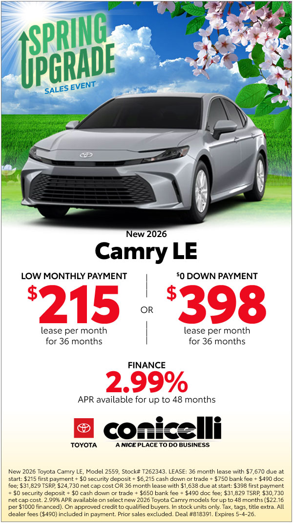 $215/mo. leases a New 2026 Camry LE! View Specials...