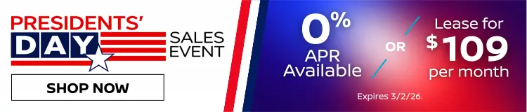 Graphic advertising 0% APR available or lease for $109 per month at Conicelli Nissan in Conshohocken and a call to action to shop now.