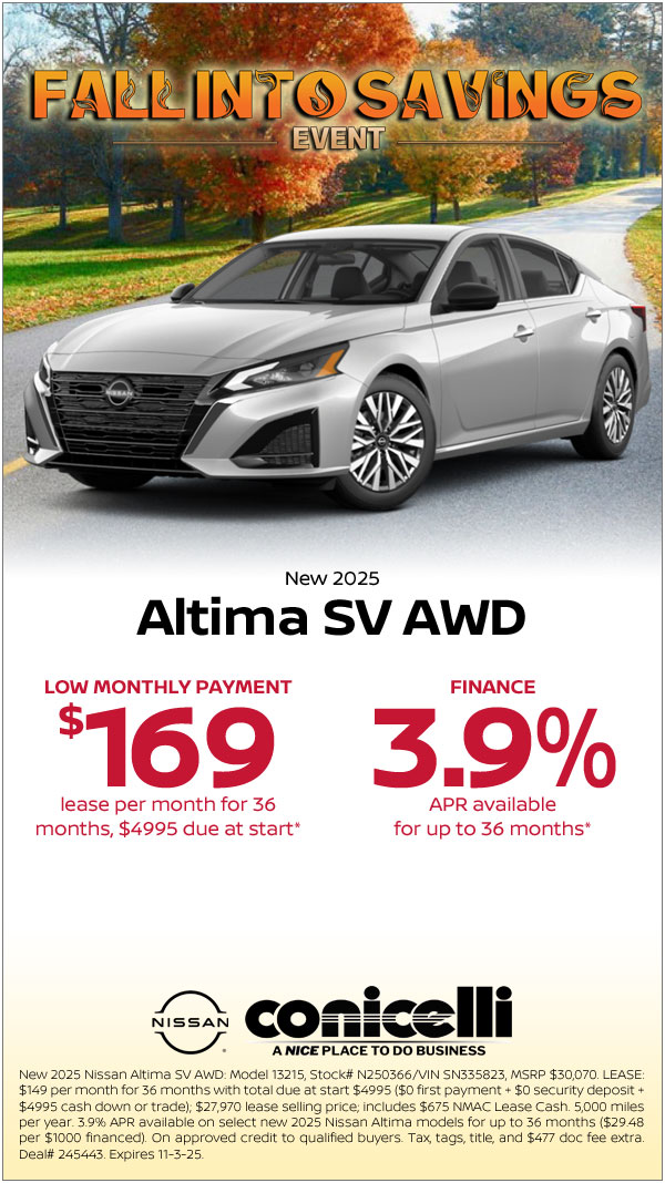 $169/mo. leases a New 2025 Altima SV AWD! Claim This Special...