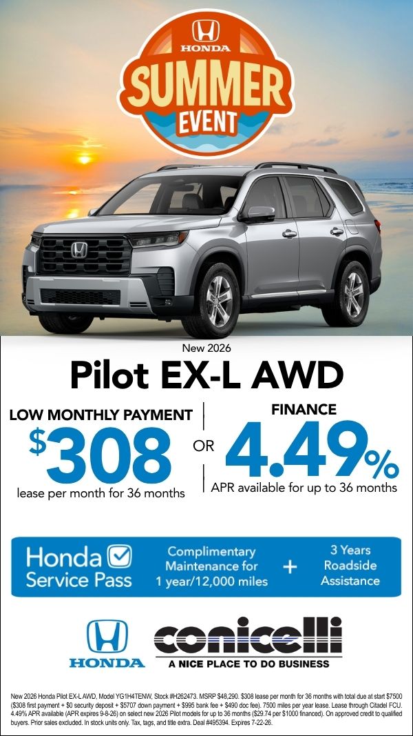 $308/mo. leases a New 2026 Pilot EX-L AWD! Claim this Special...