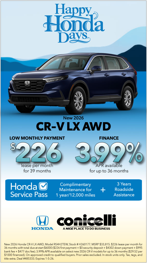 $226/mo. leases a New 2026 CR-V LX AWD! Claim this Special...
