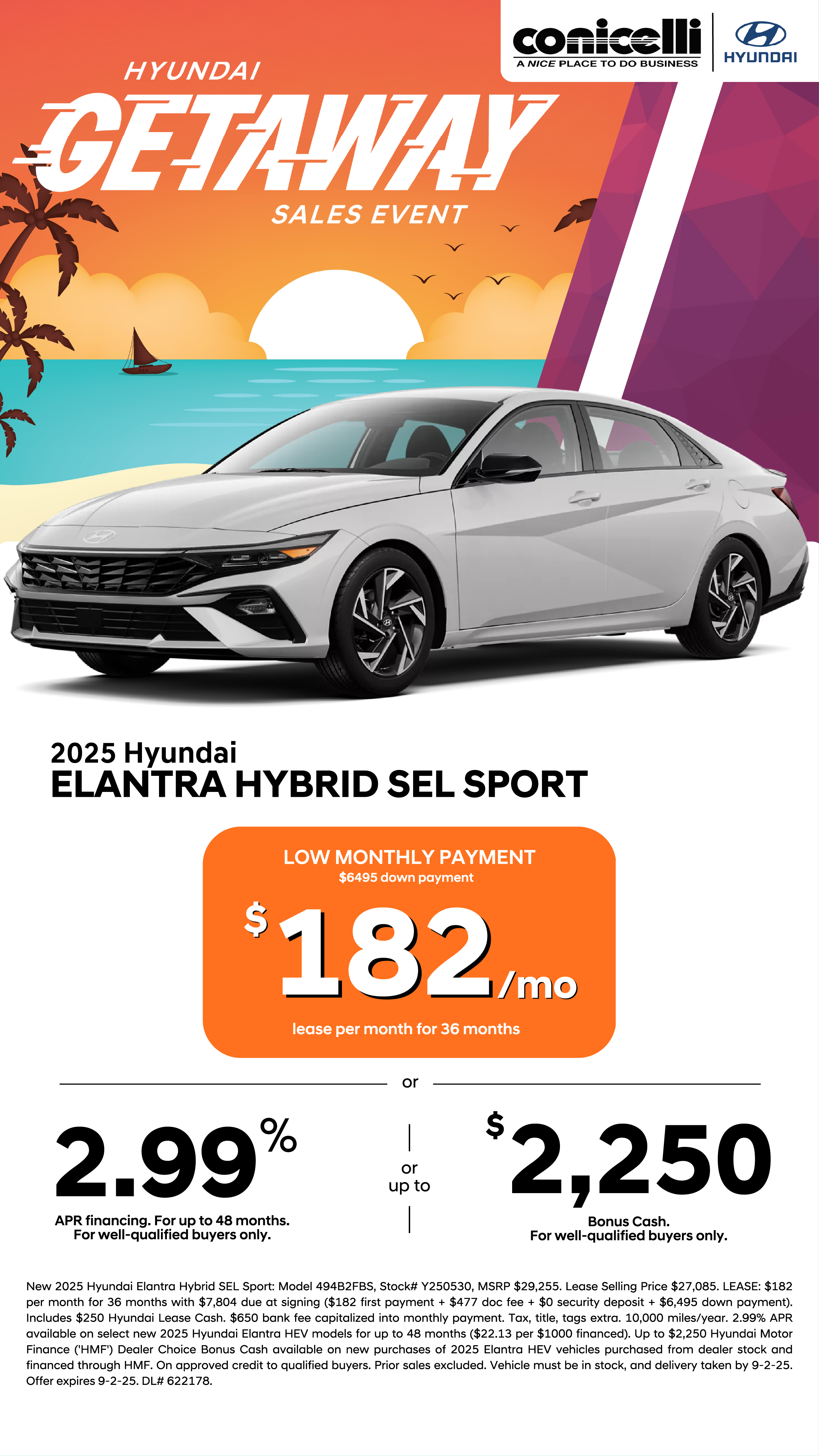 Lease a new 2025 Elantra Hybrid SEL Sport for just $182/mo. Claim this Special...