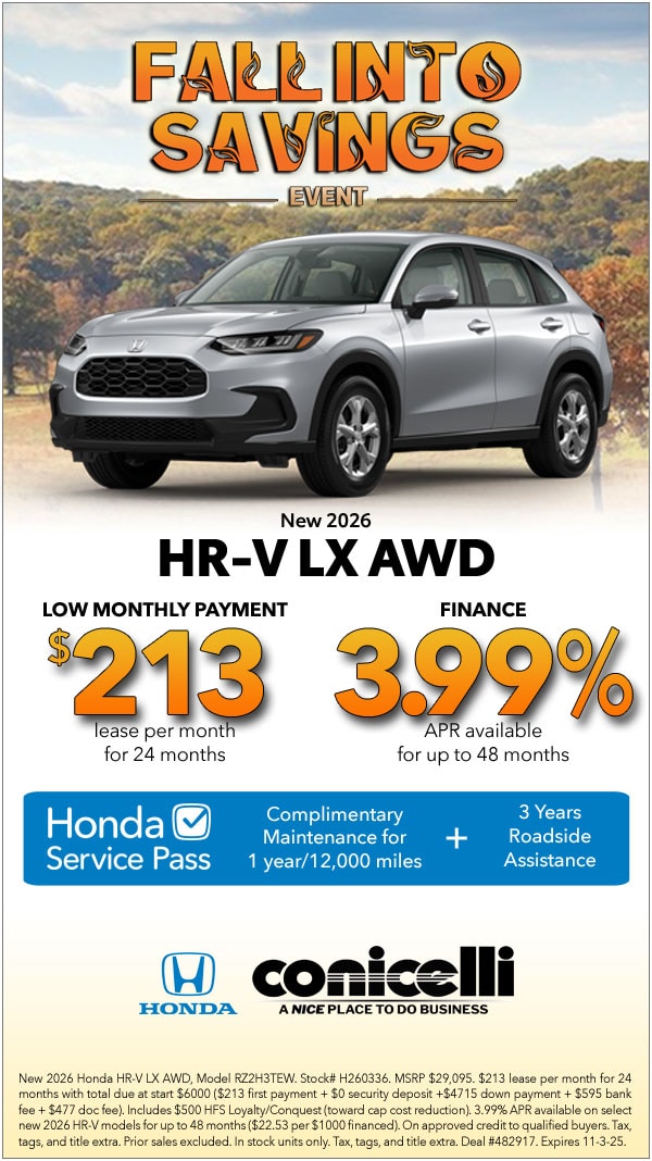 $213/mo. leases a New 2025 HR-V LX AWD! Claim this Special...
