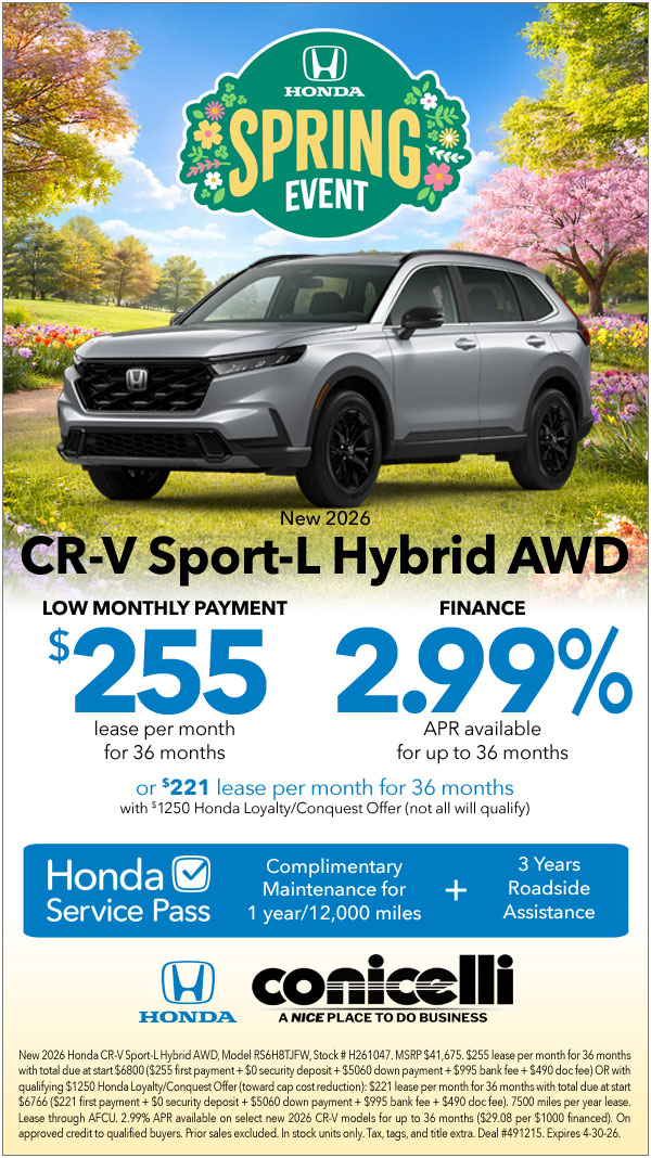 $255/mo. leases a New 2026 CR-V Sport-L Hybrid AWD! Claim this Special...