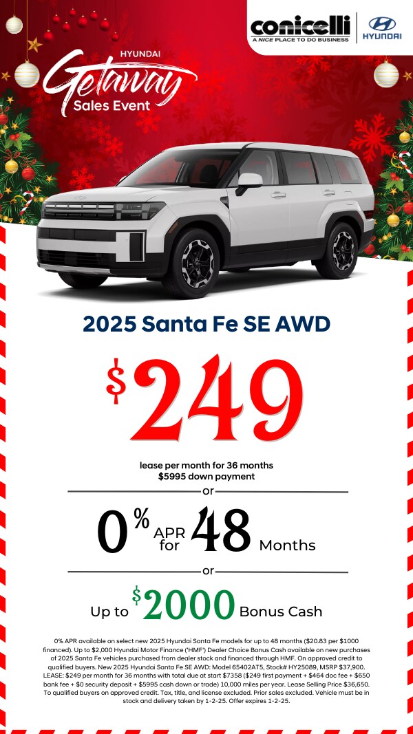 Lease a new 2025 Santa Fe SE AWD for just $249 per month! Claim this Special...