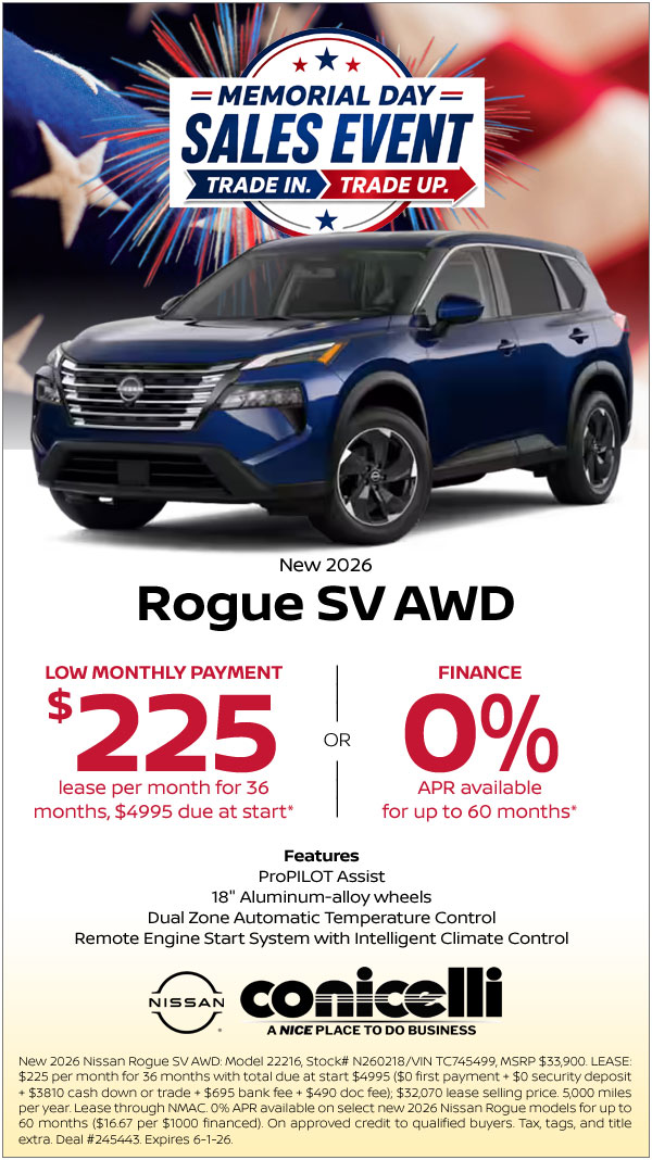 $225/mo. leases a New 2026 Rogue SV AWD! Claim This Special...