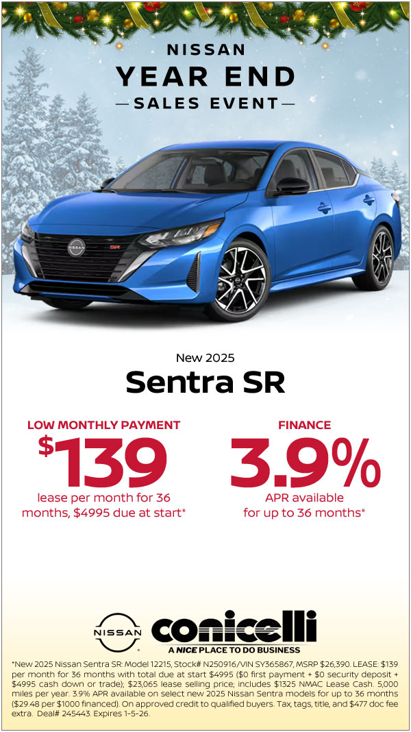 $139/mo. leases a New 2025 Nissan Sentra SR! Claim this Special...