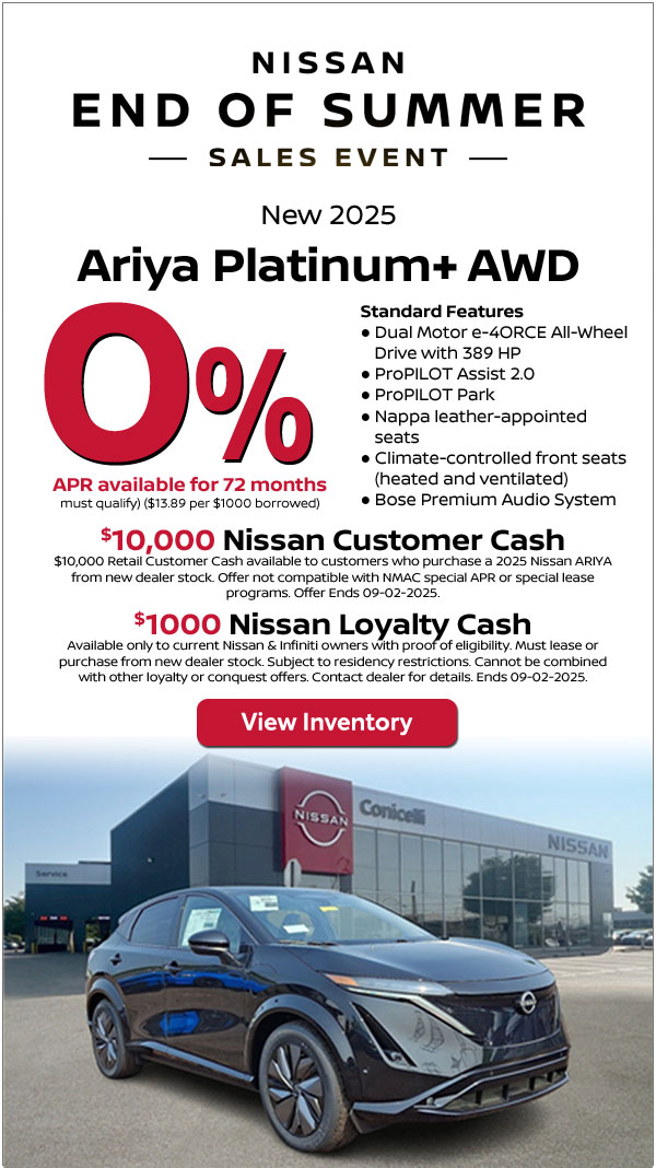 2025 Ariya Platinum+ offers 0% APR, $10,000 Customer Cash, $1000 Loyalty Cash! Ask if you qualify...