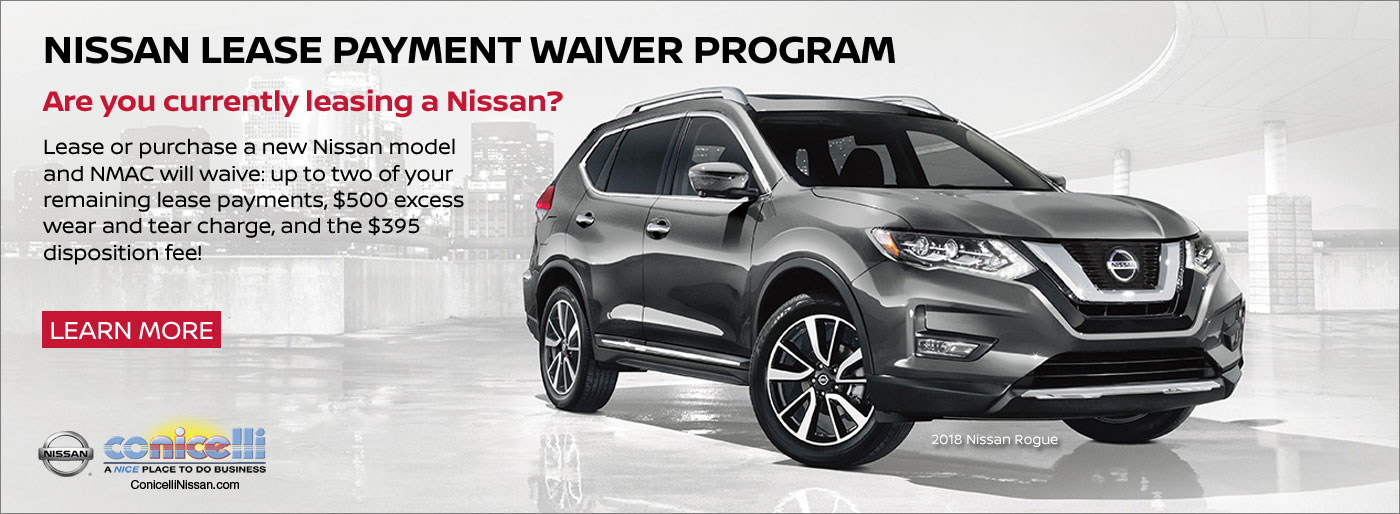 Get out of your lease two months early, and more! Click for details about Nissan's Lease Payment Waiver Program...