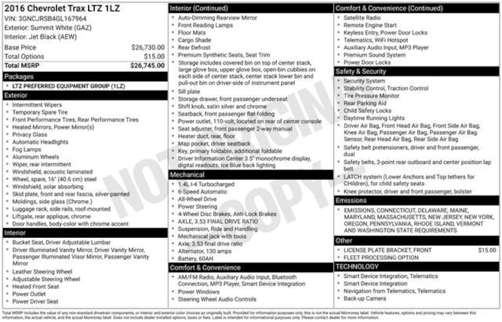 Used 2016 Chevrolet Trax LTZ SUV