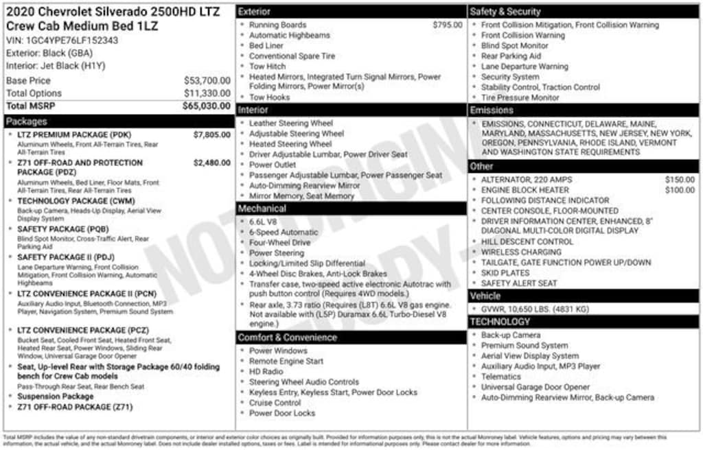 Used 2020 Chevrolet Silverado 2500 HD LTZ Truck