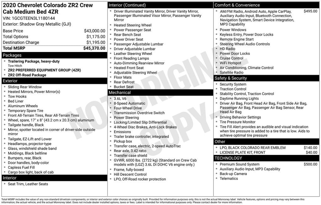 Used 2020 Chevrolet Colorado 4WD ZR2 Truck