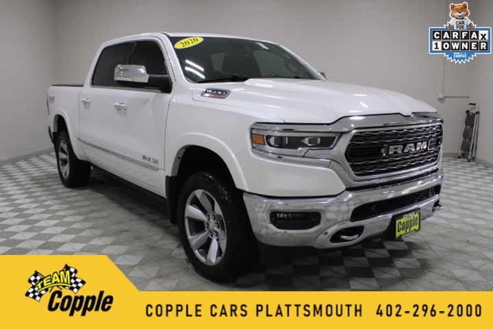 Ivory White Tri-Coat Pearlcoat 2020 RAM 1500 Limited Crew Cab 4WD Pickup Truck Four-Wheel Drive 8-Speed Automatic