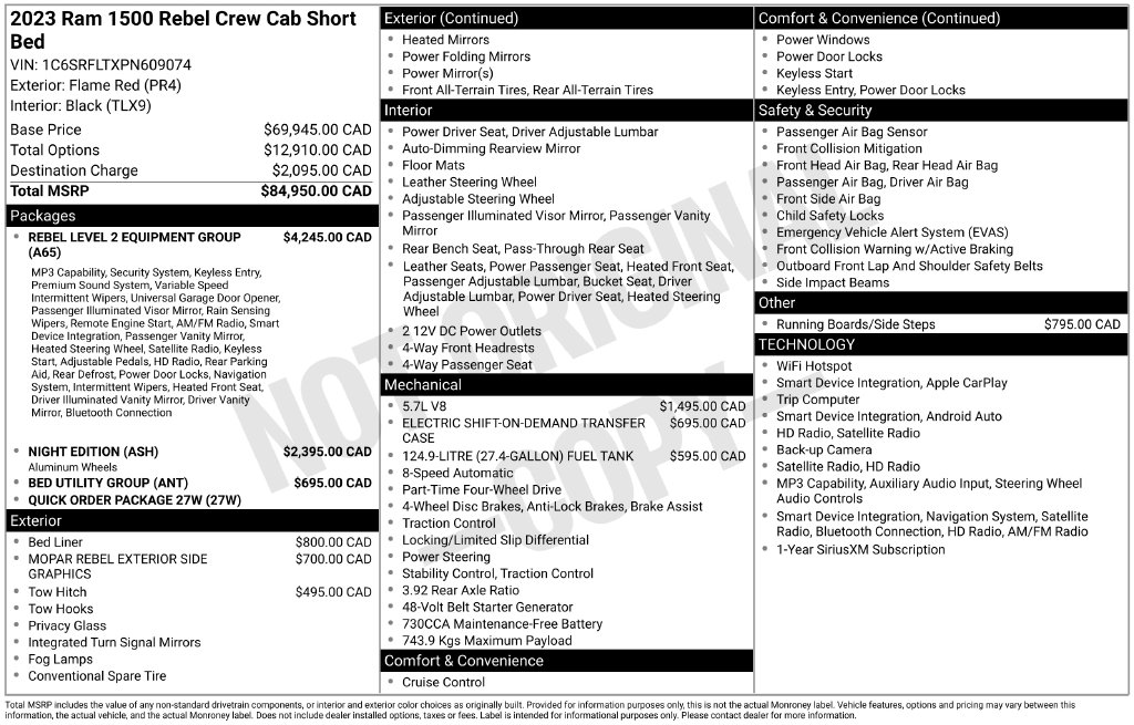 Used 2023 Ram 1500 Rebel Truck