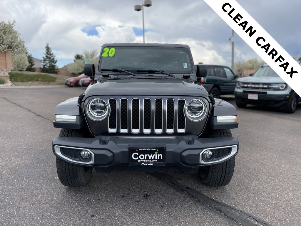 Used 2020 Jeep Wrangler Unlimited Sahara with VIN 1C4HJXENXLW310137 for sale in Colorado Springs, CO