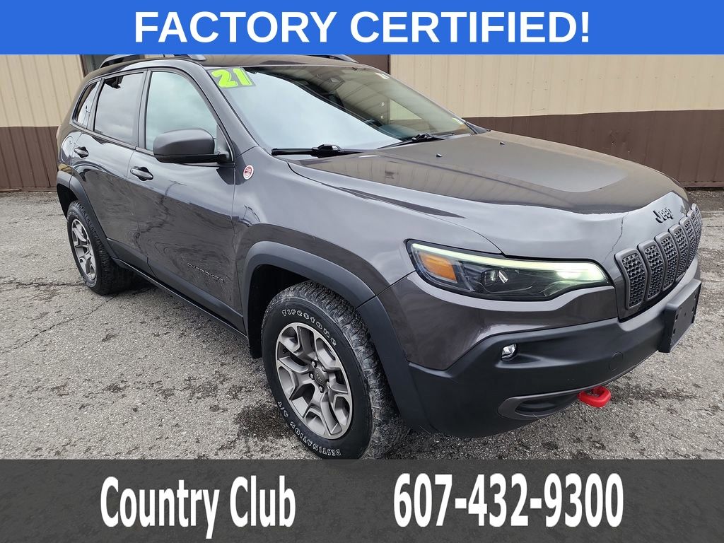 Used 2021 Jeep Cherokee Trailhawk with VIN 1C4PJMBX8MD131446 for sale in Oneonta, NY