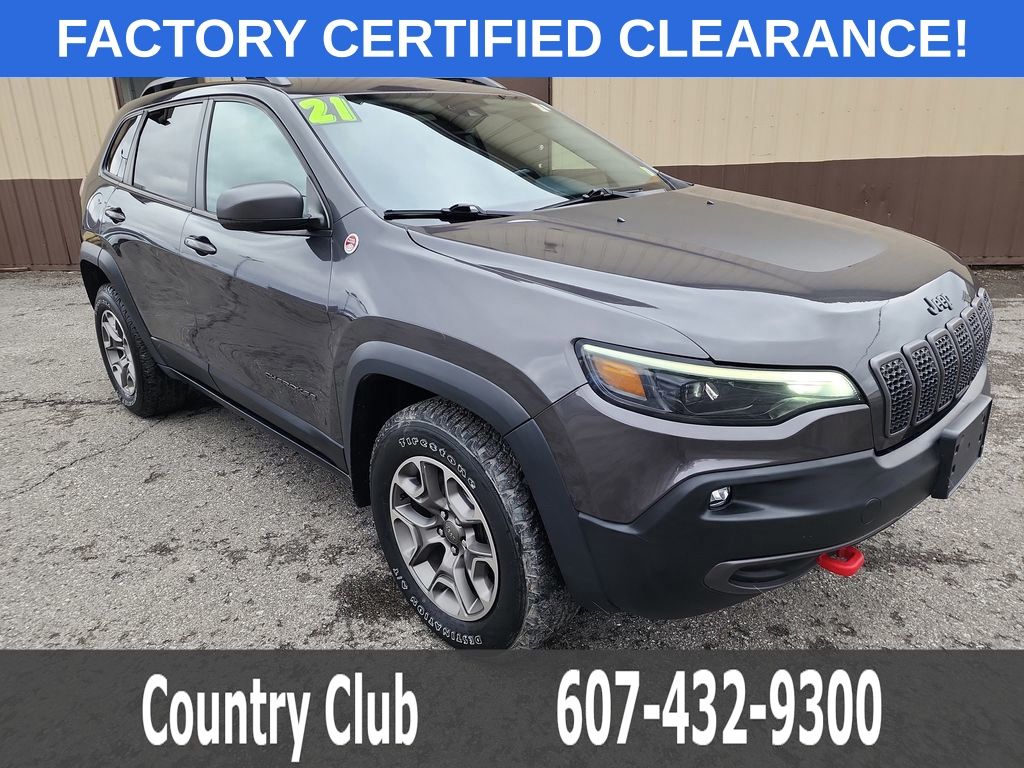 Used 2021 Jeep Cherokee Trailhawk with VIN 1C4PJMBX8MD131446 for sale in Oneonta, NY