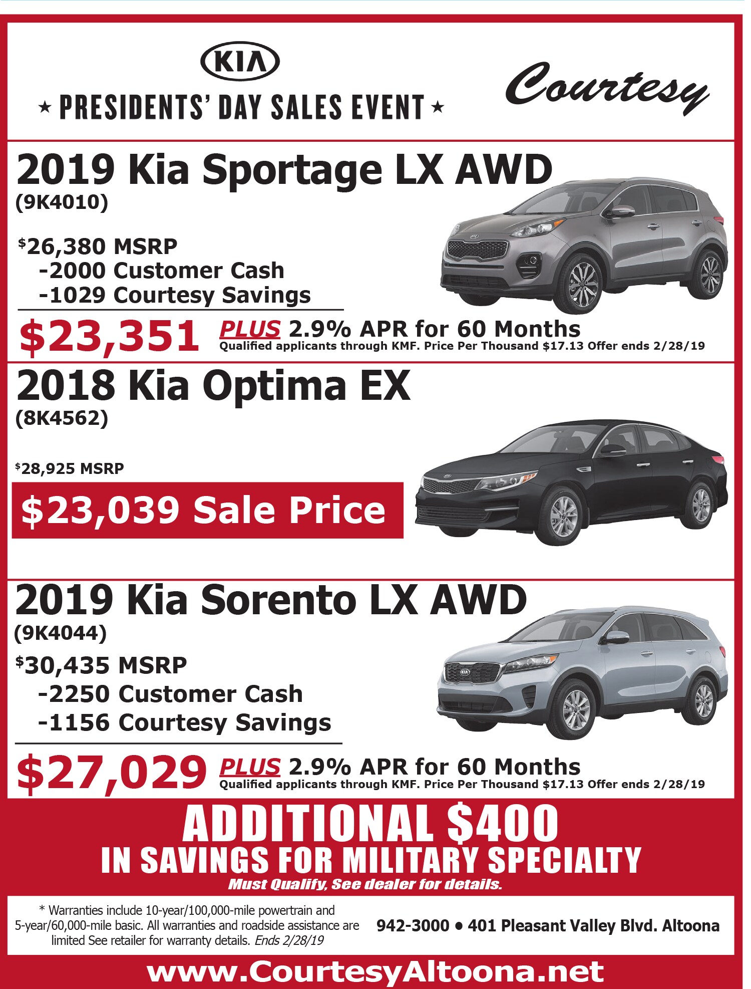 Courtesy Kia Newspaper Ads Courtesy Kia