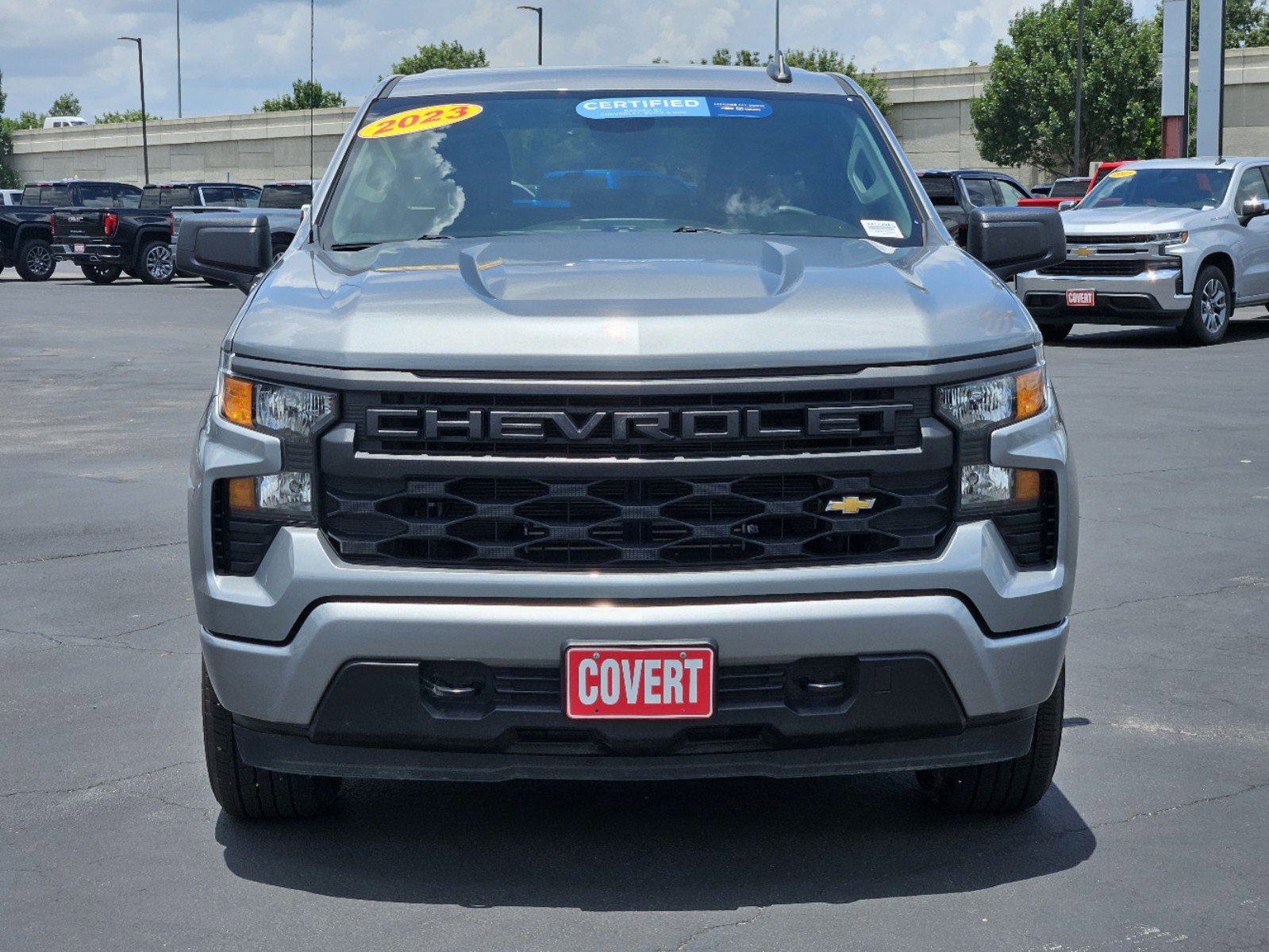 Certified 2023 Chevrolet Silverado 1500 Custom with VIN 1GCPABEK6PZ289909 for sale in Bastrop, TX