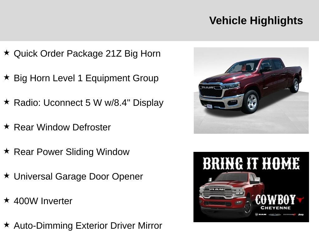 New 2025 Ram 1500 Big Horn/Lone Star Pickup