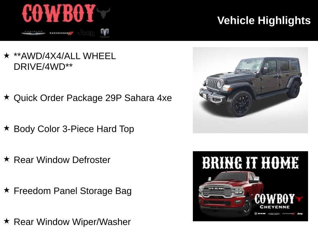 Used 2025 Jeep Wrangler 4xe Sahara 4XE with VIN 1C4RJXP67SW583898 for sale in Cheyenne, WY