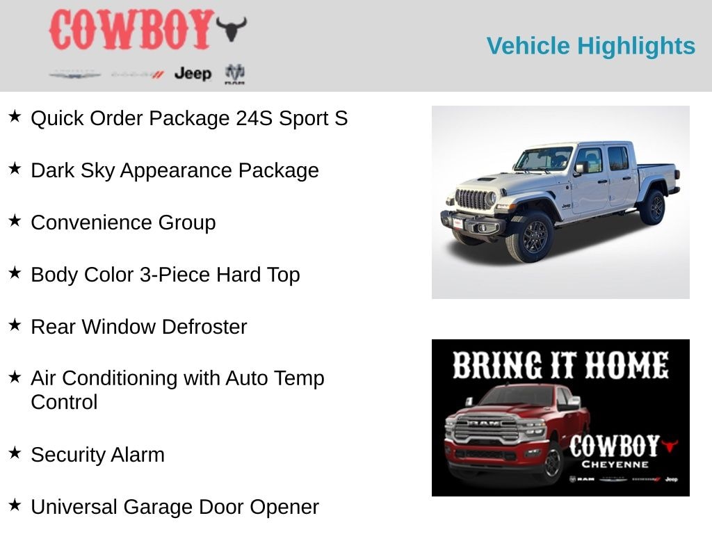 New 2026 Jeep Gladiator Sport Pickup