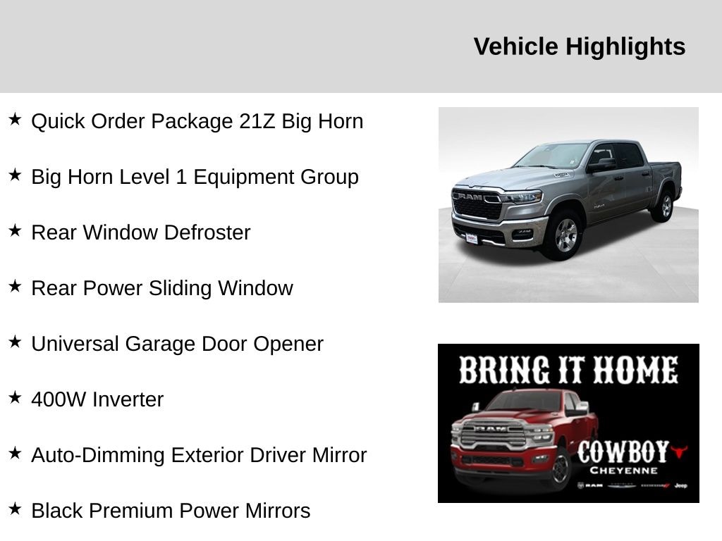 New 2025 Ram 1500 Big Horn/Lone Star Pickup