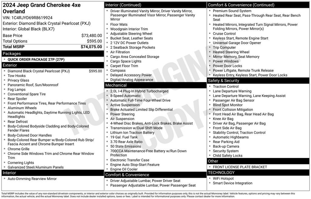 New 2024 Jeep Grand Cherokee Overland 4xe SUV