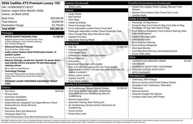New 2026 Argent Silver Metallic CADILLAC Premium Luxury image 26
