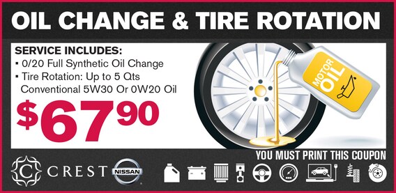 Tire Rotation Coupon >> Oil Change And Tire Rotation Coupon Crest Nissan Tire Rotation Coupon >> Oil Change And Tire Rotation Coupon Crest Nissan