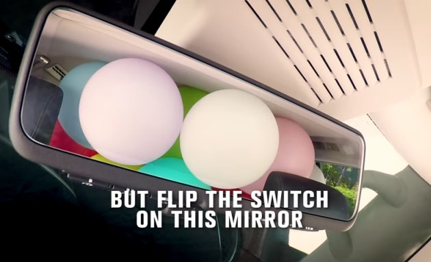 balloons blocking rearview mirror view