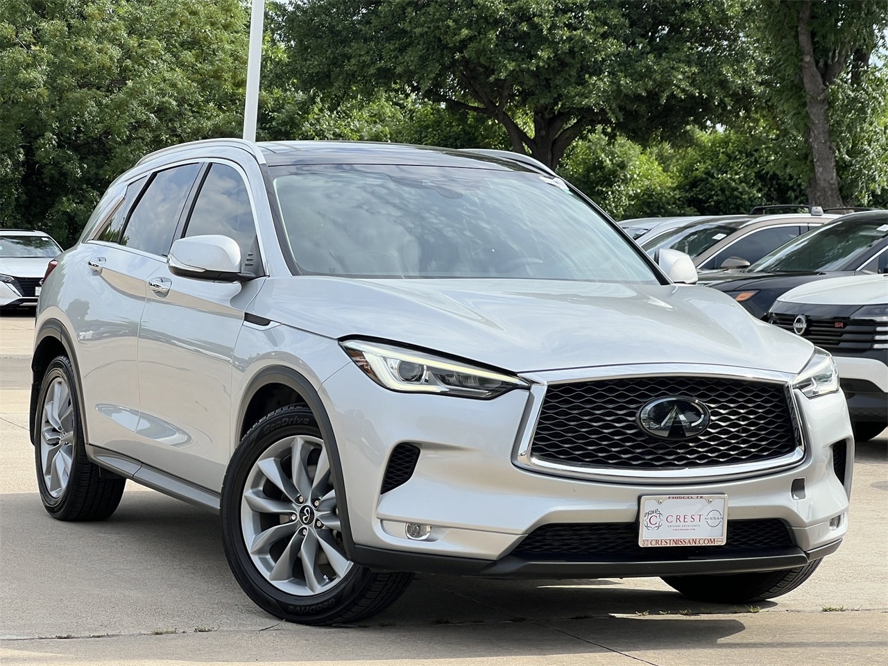 Used 2021 INFINITI QX50 Luxe with VIN 3PCAJ5BA7MF124195 for sale in Frisco, TX