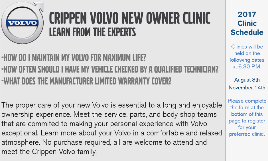 Crippen Volvo New Owner Clinic Crippen Volvo Cars