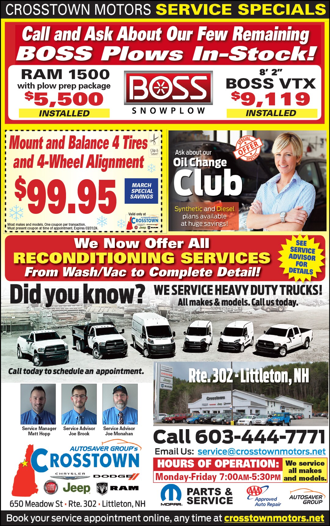 Service Specials in Littleton, NH Crosstown Motors