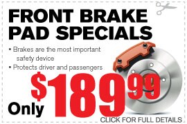 Front Brake Pad Specials