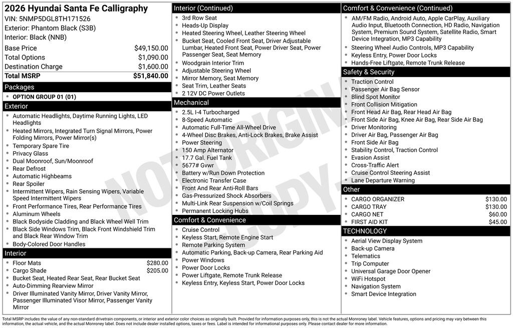 New 2026 Hyundai Santa Fe Calligraphy SUV