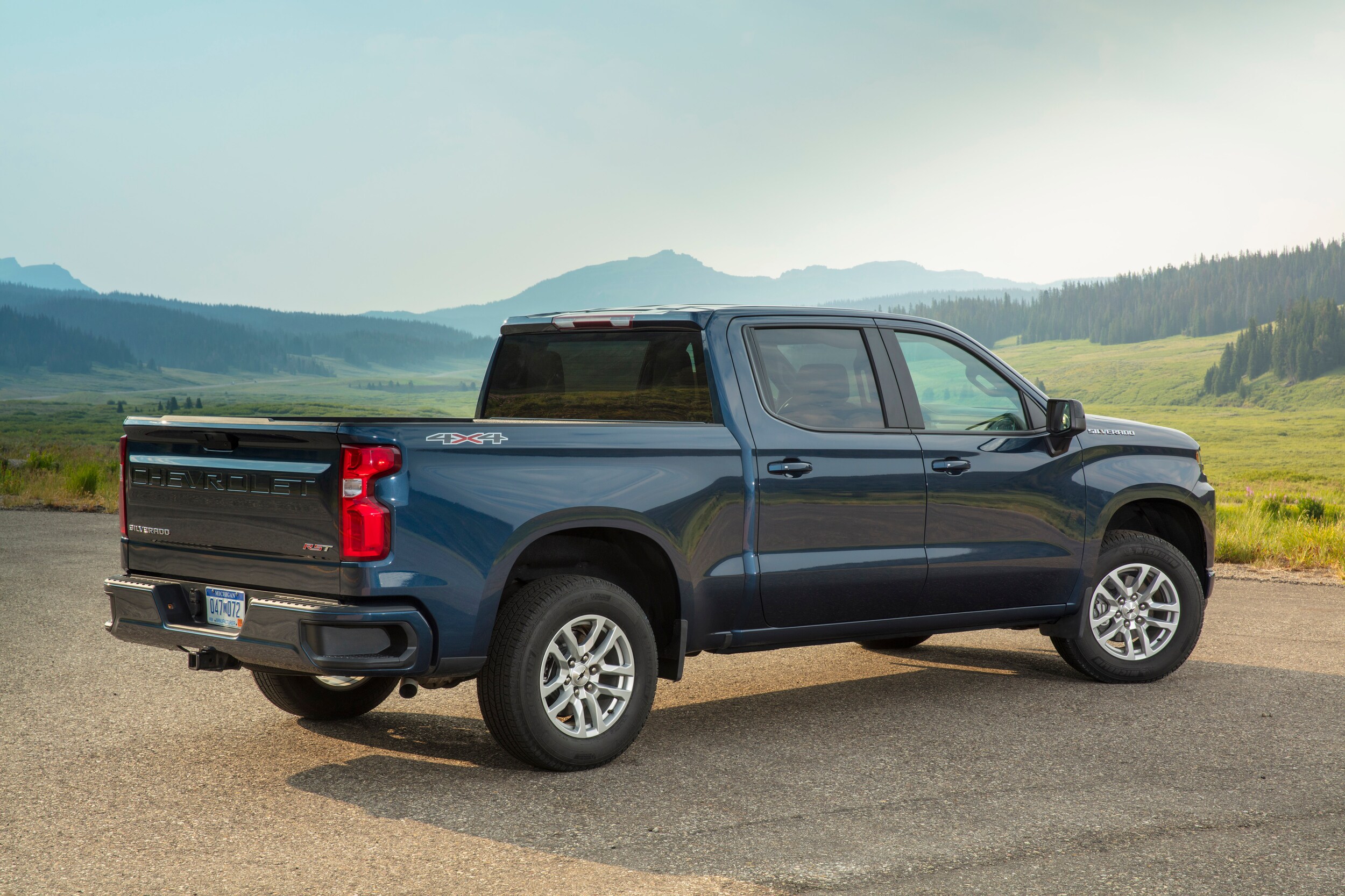 Rear 3/4 View of Silverado truck RST