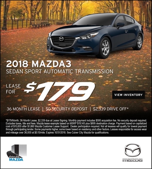 Mazda3 Lease Special Offer At Culver City Mazda