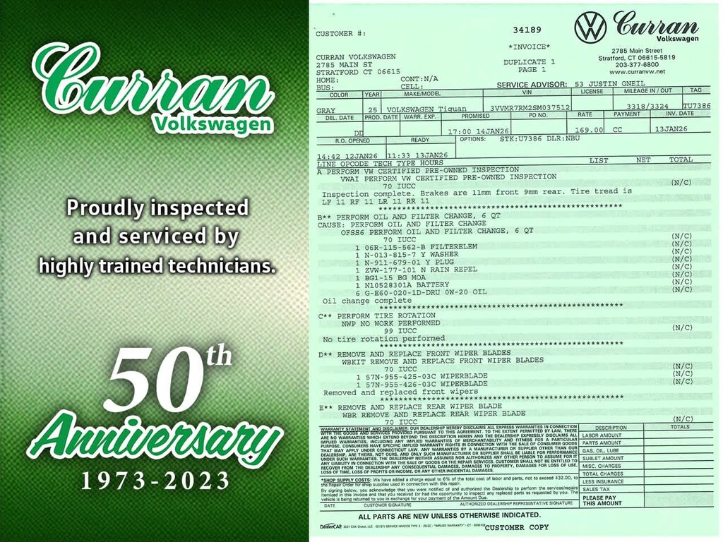 Certified 2025 Volkswagen Tiguan 2.0T SE SUV