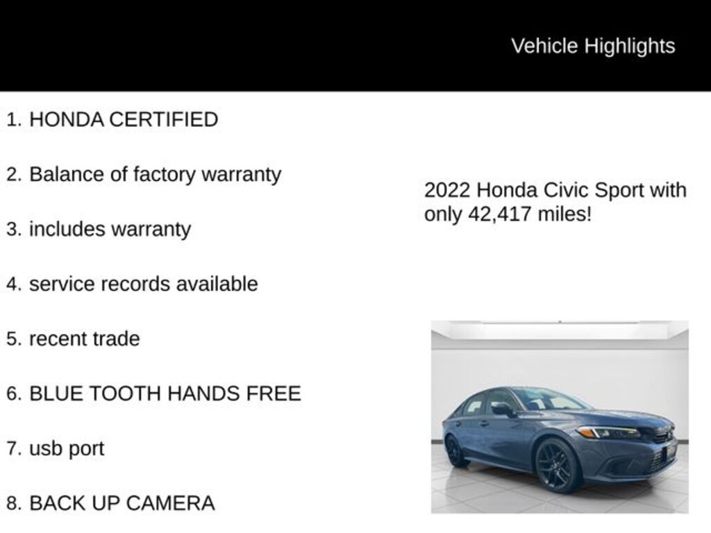 Used 2022 Honda Civic Sport Sedan