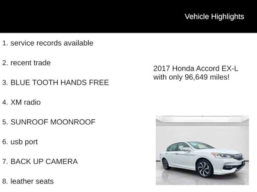Used 2017 Honda Accord EX-L Sedan